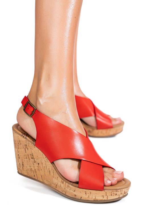 Piros természetes bőr szandál ts7hp0c25