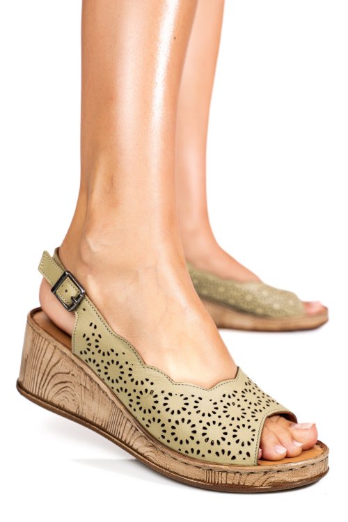 Zöld természetes bőr szandál 6s7h00am