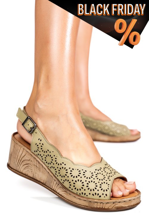 Zöld természetes bőr szandál 6s7h00am