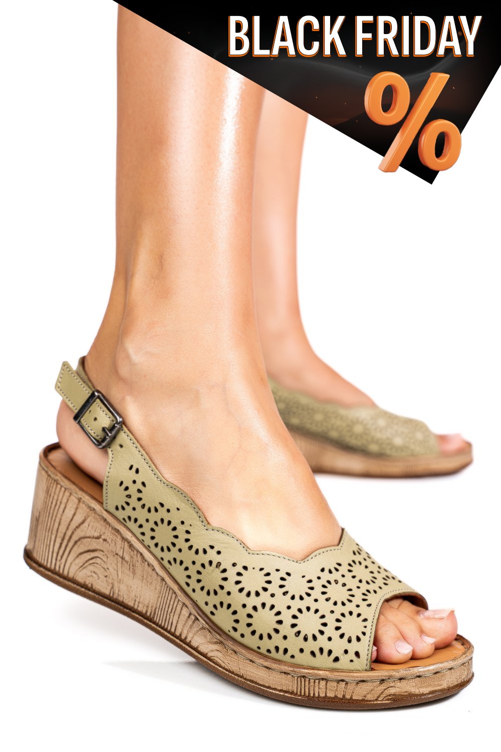 Zöld természetes bőr szandál 6s7h00am