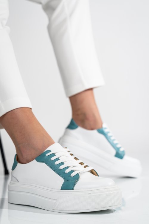 Türkiz természetes bőr sport cipők 3s7h001