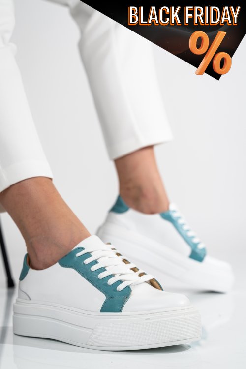 Türkiz természetes bőr sport cipők 3s7h001