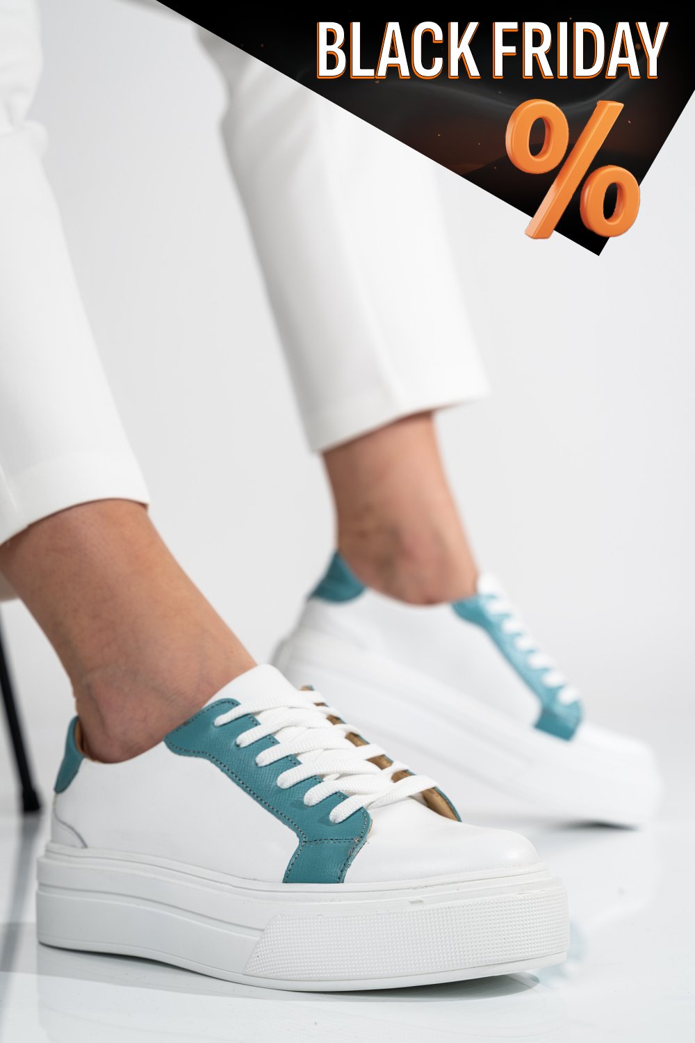 Türkiz természetes bőr sport cipők 3s7h001