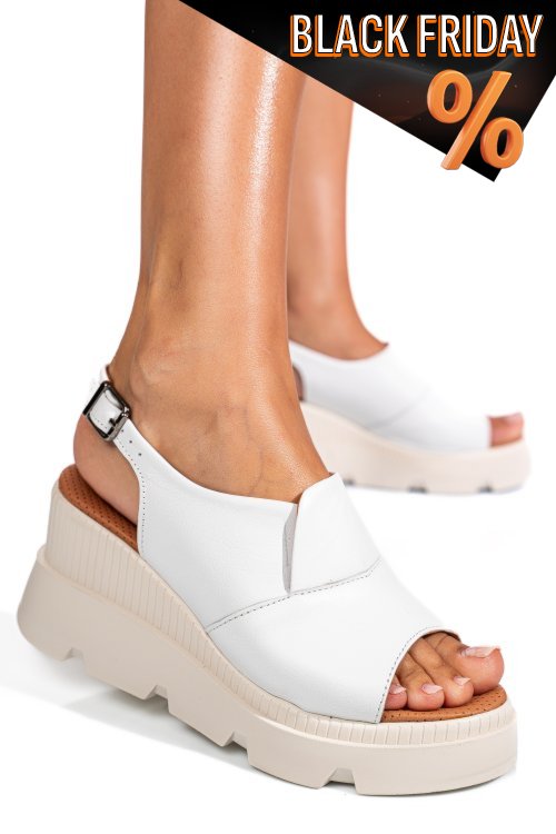 Fehér természetes bőr szandál ys7h11