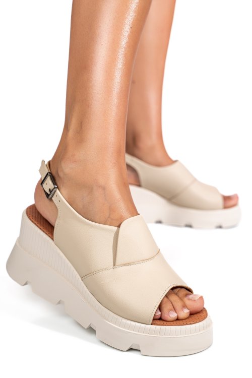 Bézs természetes bőr szandál ys7h11