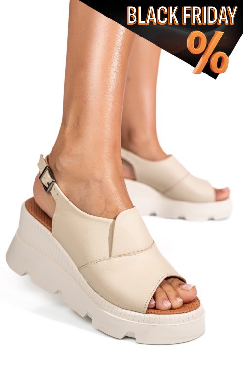 Bézs természetes bőr szandál ys7h11