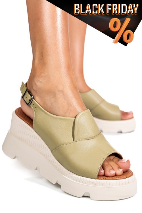 Zöld természetes bőr szandál ys7h11