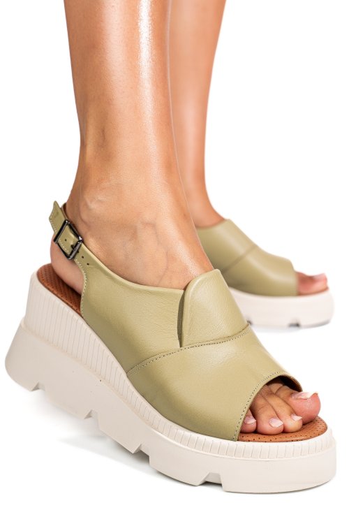 Zöld természetes bőr szandál ys7h11