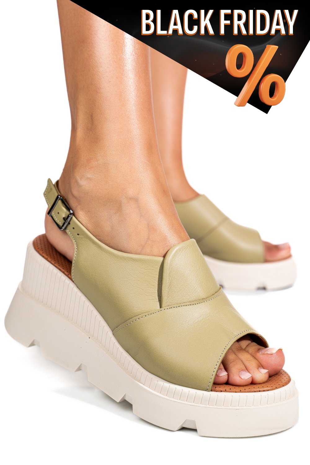 Zöld természetes bőr szandál ys7h11