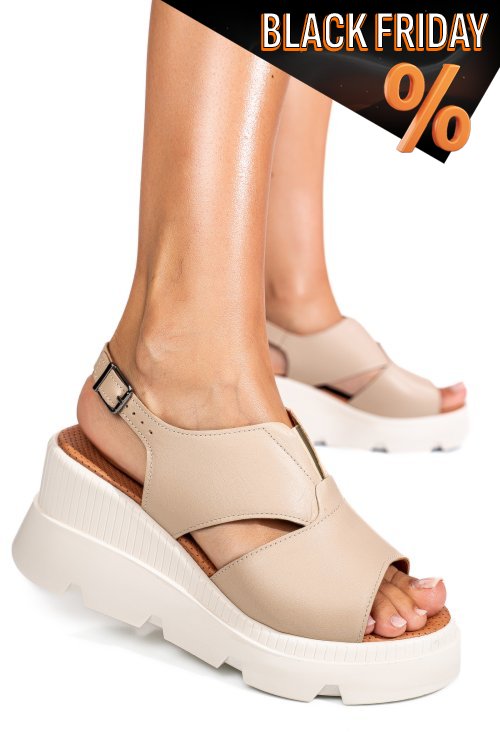 Bézs természetes bőr szandál ys7h14