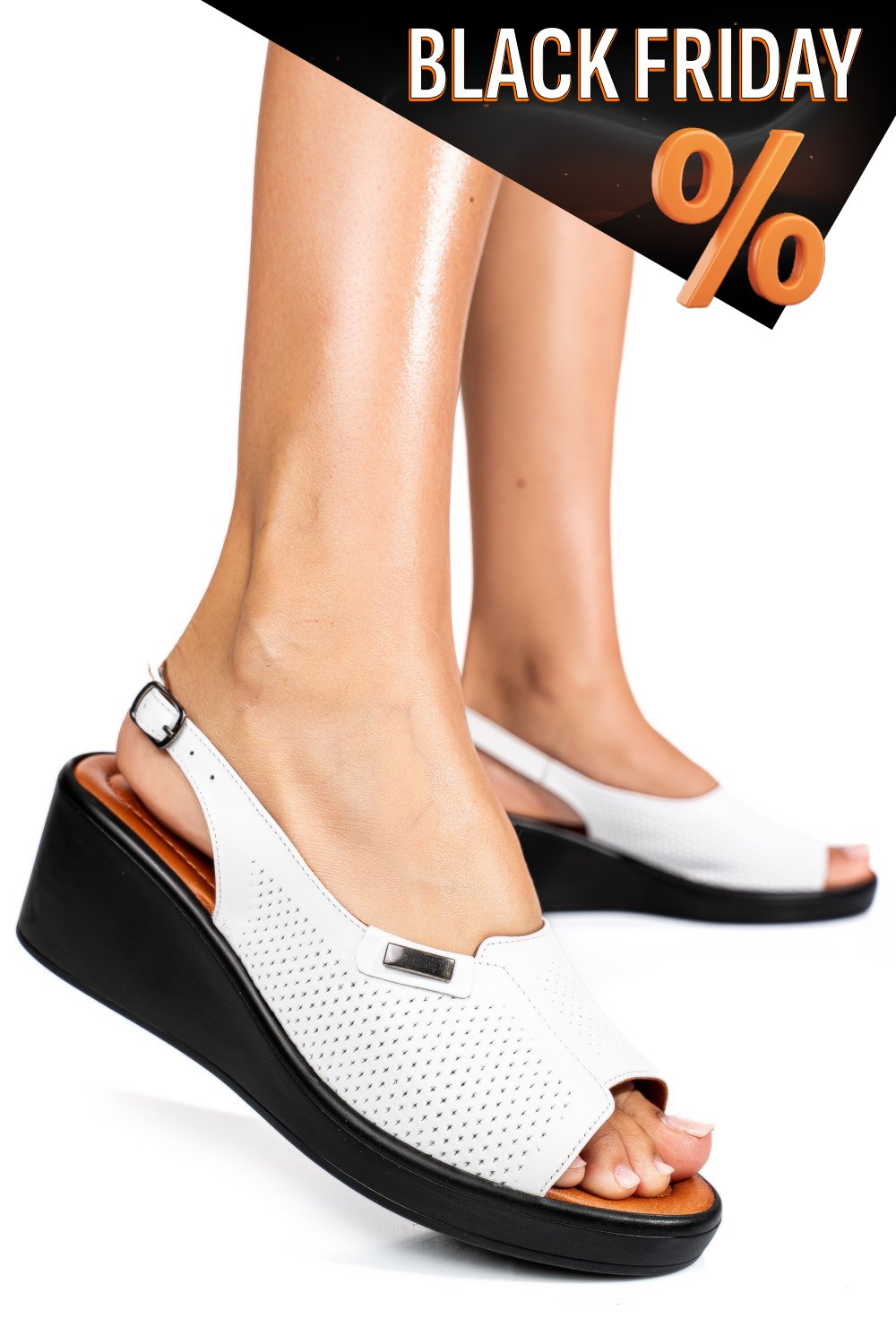 Fehér természetes bőr szandál 7s7h30am