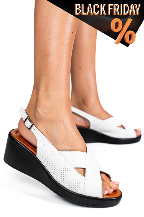 Fehér természetes bőr szandál 7s7h40