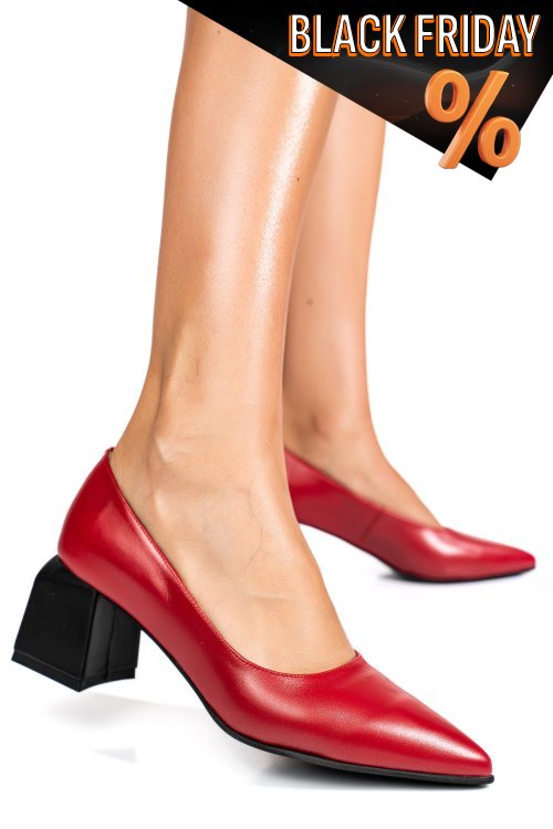 Piros természetes bőr magassarkú cipők 5s7h460