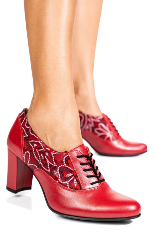 Piros természetes bőr magassarkú cipők 5s7h771