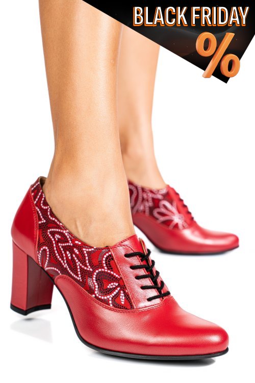 Piros természetes bőr magassarkú cipők 5s7h771