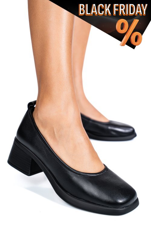 Fekete természetes bőr magassarkú cipők as7hn470ve