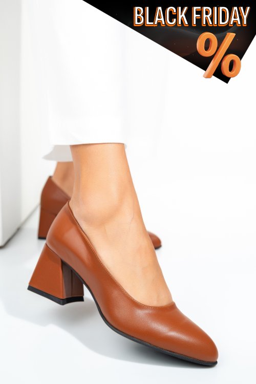 Barna természetes bőr magassarkú cipők 5s7h006