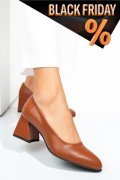 Barna természetes bőr magassarkú cipők 5s7h006