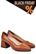 Barna természetes bőr magassarkú cipők 5s7h006