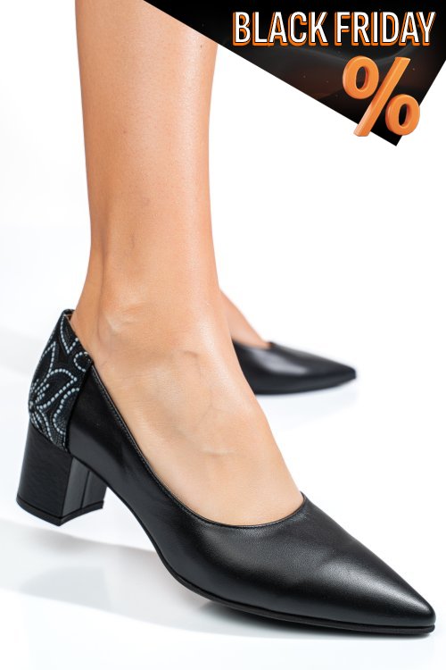 Fekete természetes bőr magassarkú cipők 5s7h602