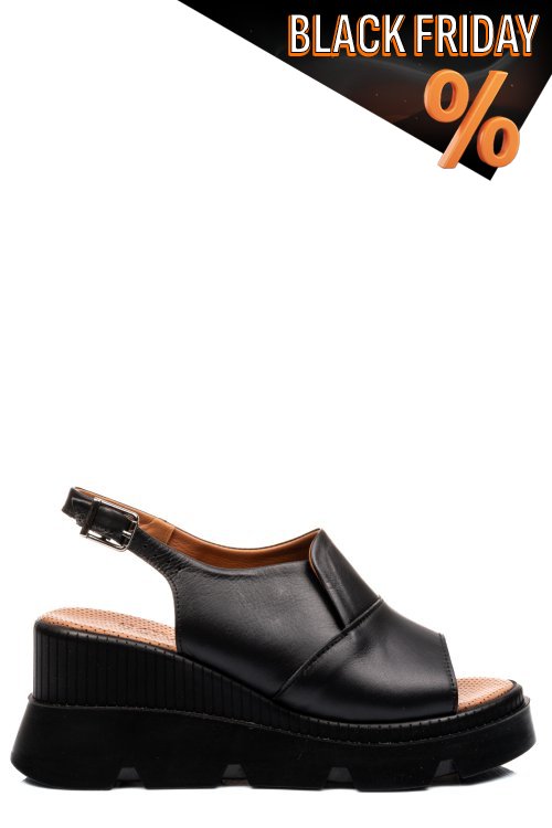 Fekete természetes bőr szandál ys7h11