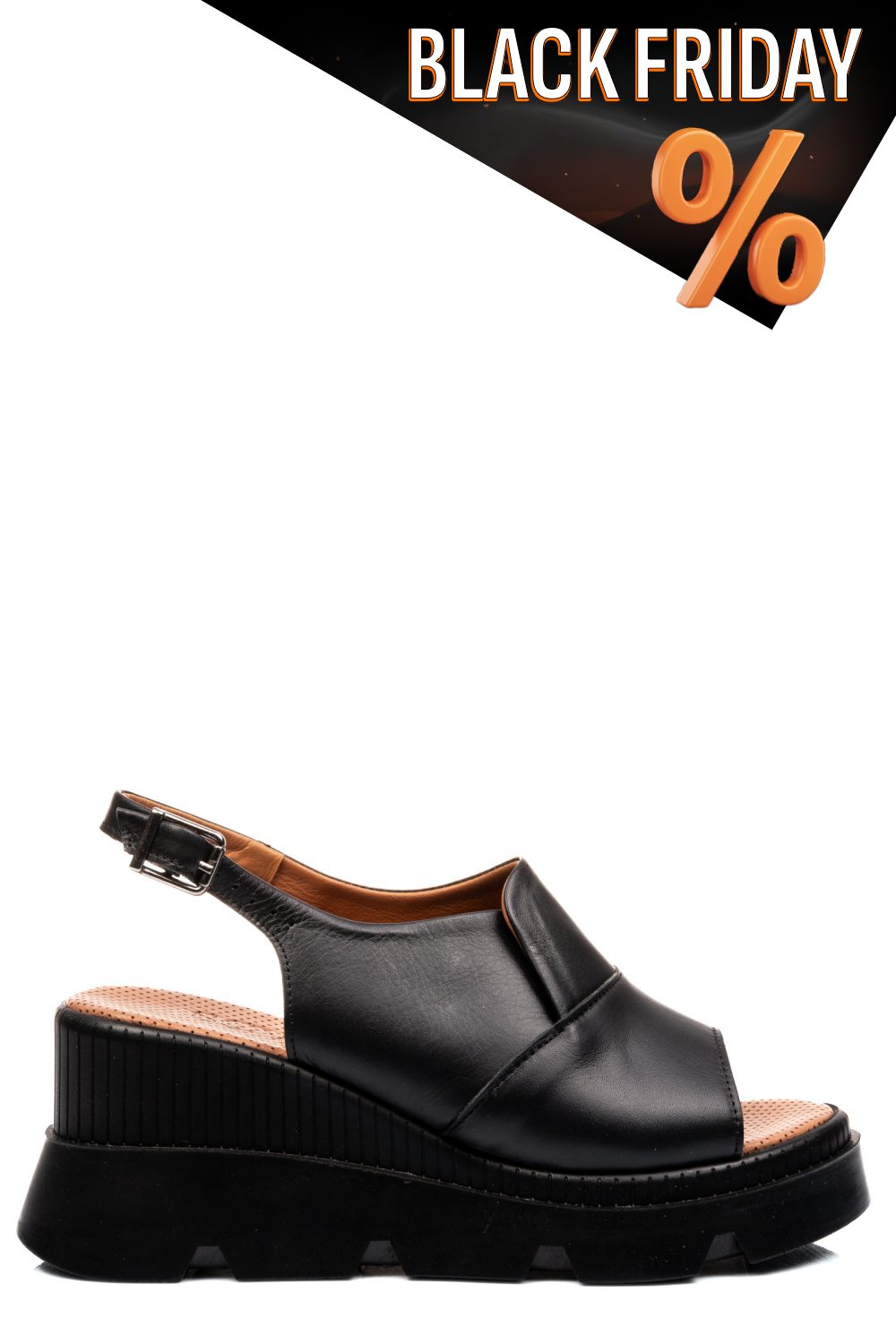 Fekete természetes bőr szandál ys7h11