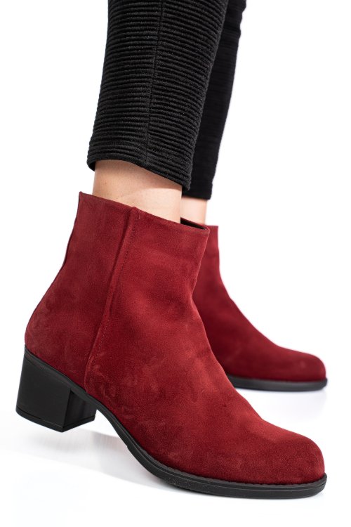 Bordó fordított bőr bokacsizma 3s7h871