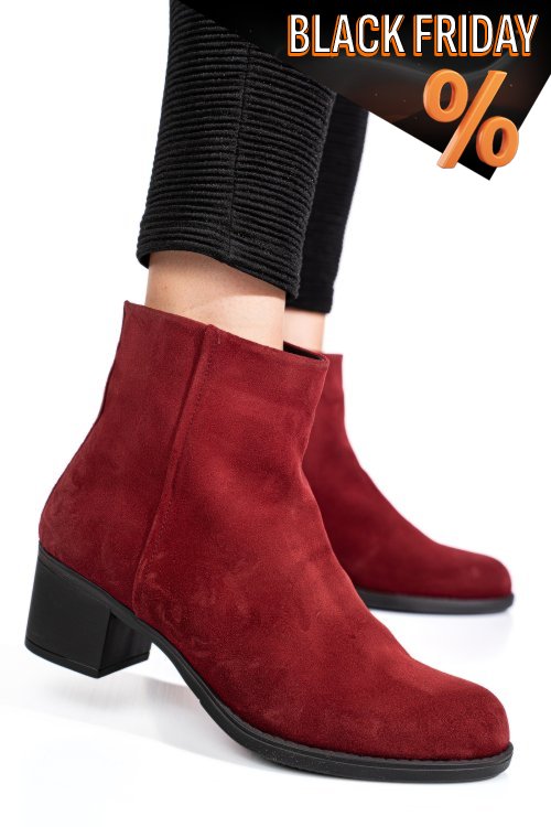 Bordó fordított bőr bokacsizma 3s7h871