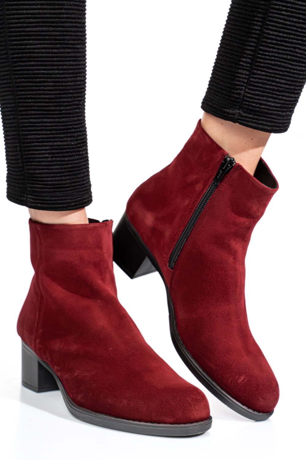 Bordó fordított bőr bokacsizma 3s7h871