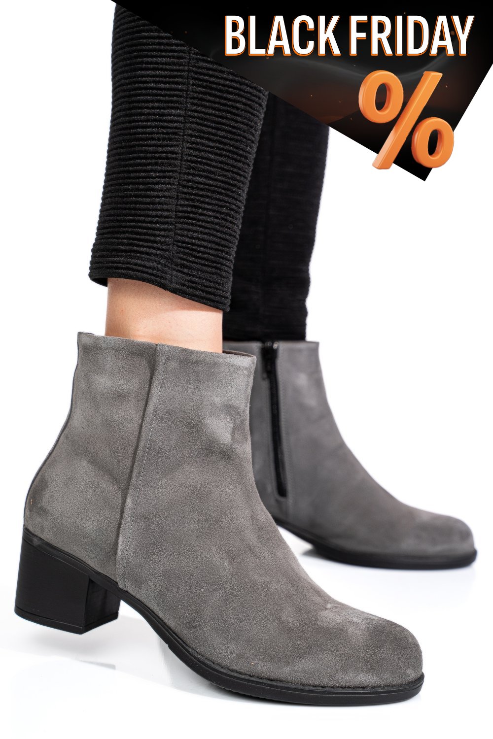 Szürke fordított bőr bokacsizma 3s7h871