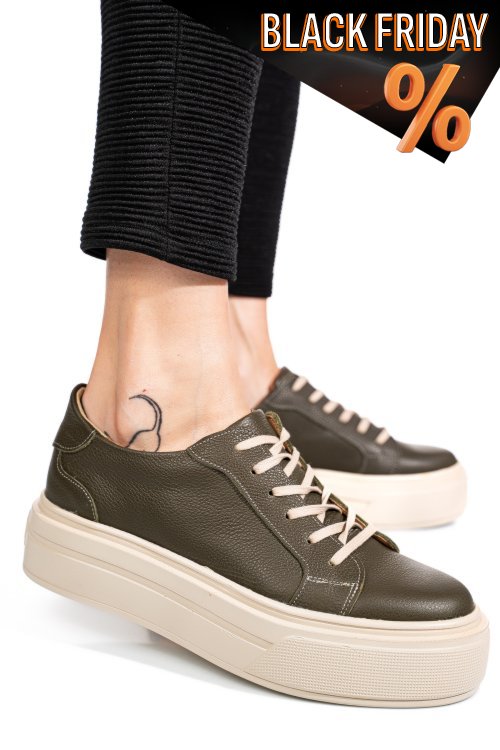 Zöld természetes bőr sport cipők 3s7h000