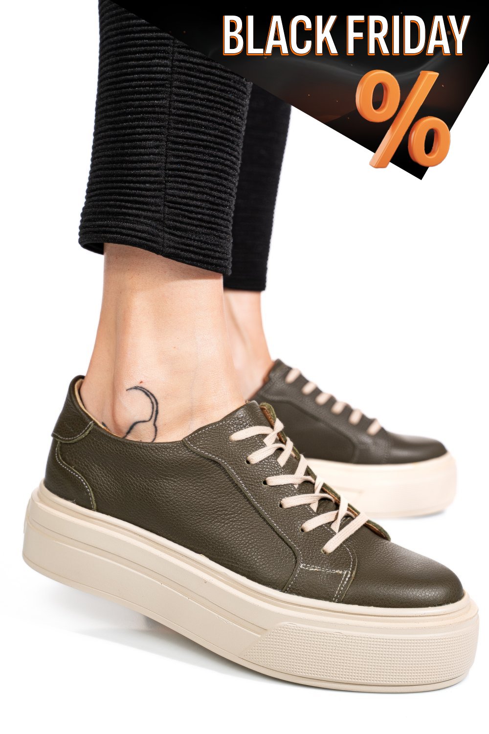 Zöld természetes bőr sport cipők 3s7h000