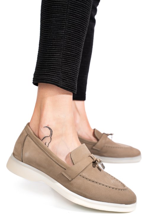 Bézs fordított bőr női lapos cipők 4s7h55