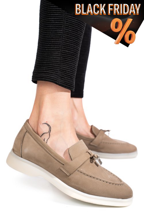 Bézs fordított bőr női lapos cipők 4s7h55