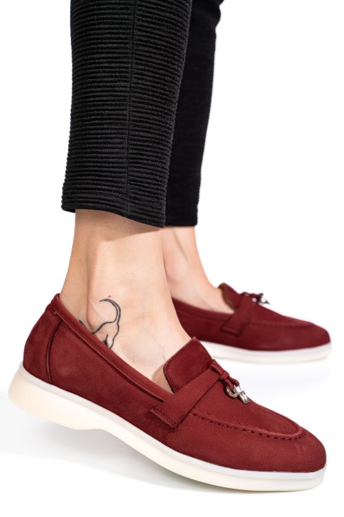 Bordó fordított bőr női lapos cipők 4s7h55