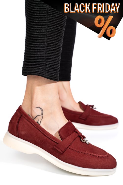 Bordó fordított bőr női lapos cipők 4s7h55