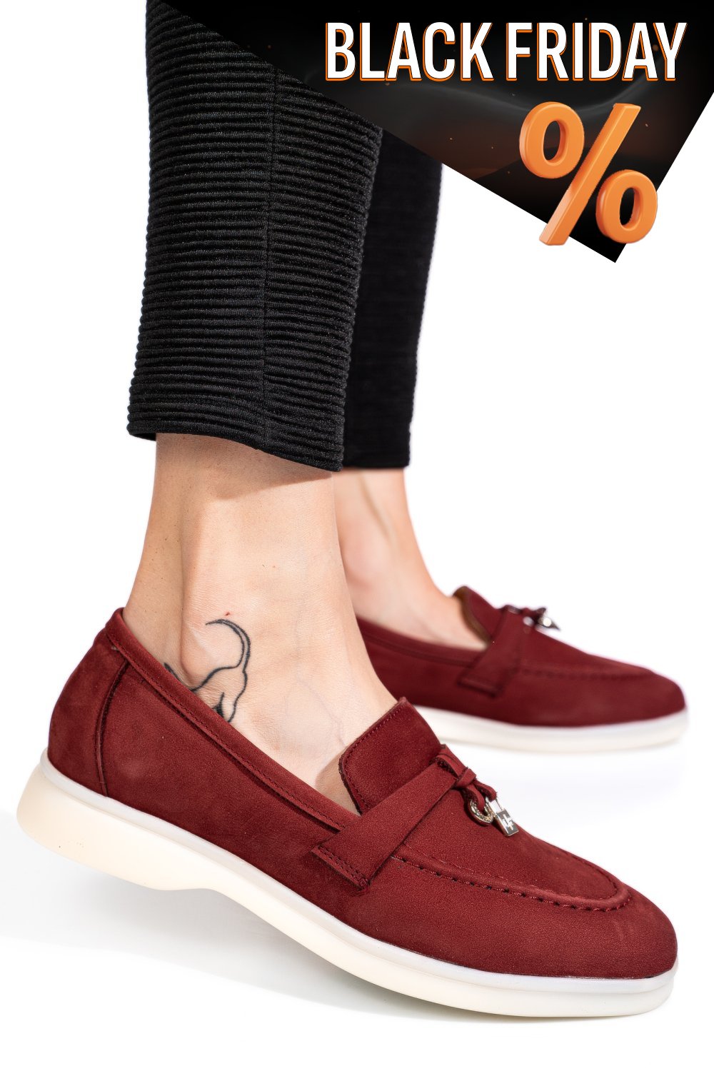 Bordó fordított bőr női lapos cipők 4s7h55