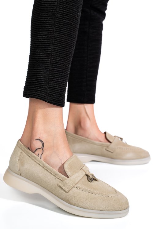 Szürke fordított bőr női lapos cipők 4s7h55