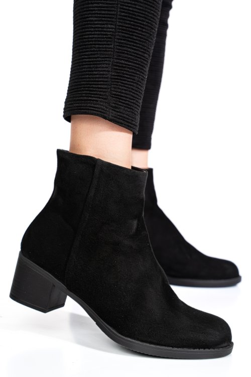 Fekete fordított bőr bokacsizma 3s7h871