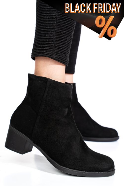 Fekete fordított bőr bokacsizma 3s7h871