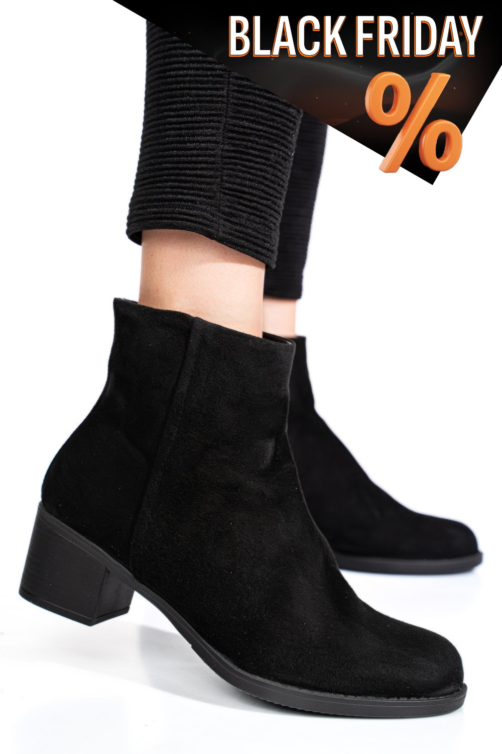 Fekete fordított bőr bokacsizma 3s7h871