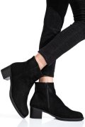 Fekete fordított bőr bokacsizma 3s7h871