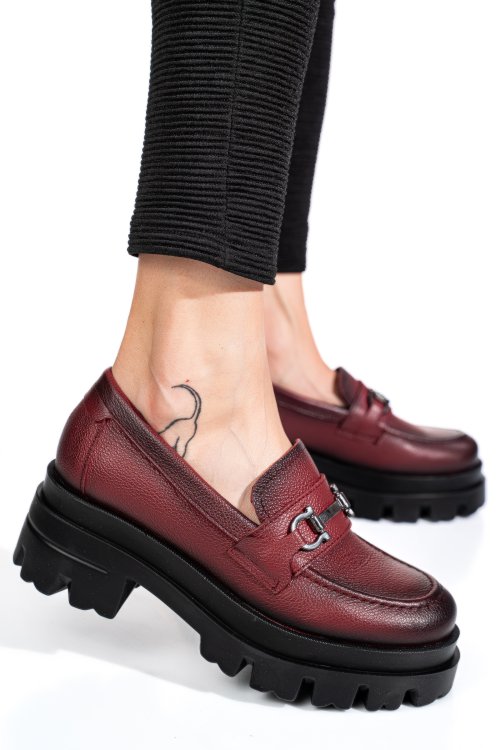 Bordó természetes bőr női lapos cipők 4s7h80