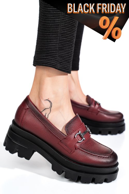 Bordó természetes bőr női lapos cipők 4s7h80