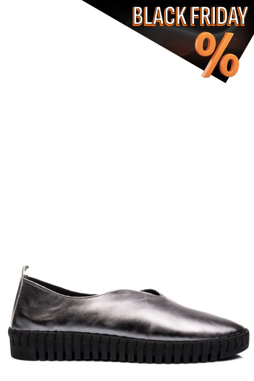 Szürke természetes bőr női lapos cipők 8s7h245449