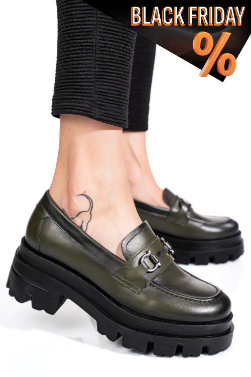 Zöld természetes bőr női lapos cipők 4s7h80