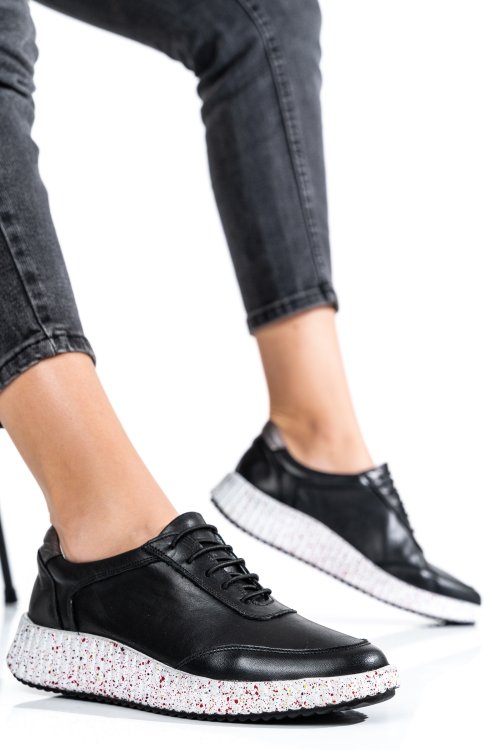 Fekete természetes bőr sport cipők 2s7h31688np