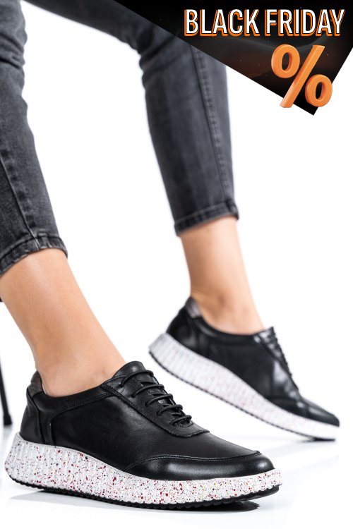 Fekete természetes bőr sport cipők 2s7h31688np