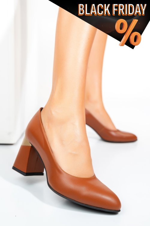 Barna természetes bőr magassarkú cipők 5s7h005