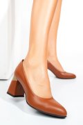 Barna természetes bőr magassarkú cipők 5s7h005